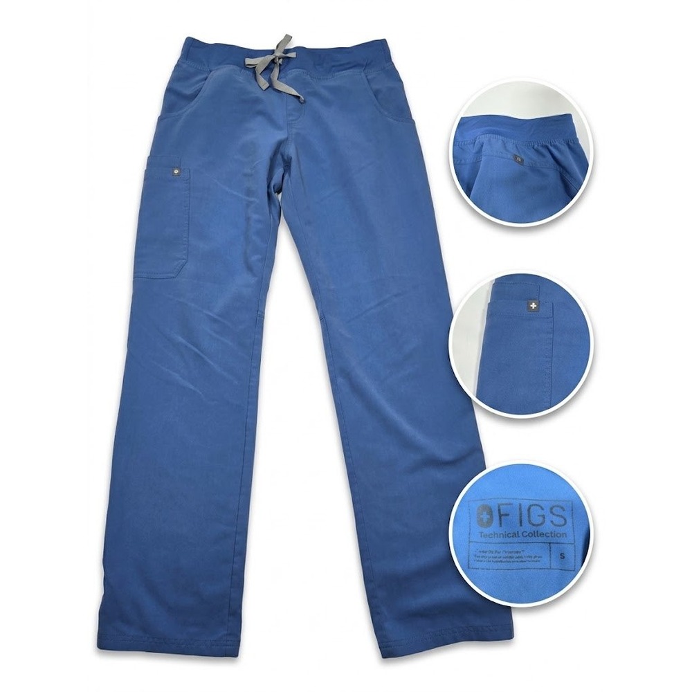 FIGS Kade Cargo Scrub Pants Womens Small Blue Straight Leg Medical Nursing